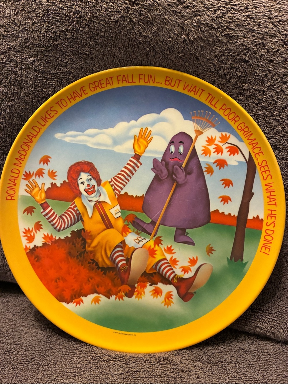 McDonald's Ronald McDonald & Grimace Plate with Yellow Rim